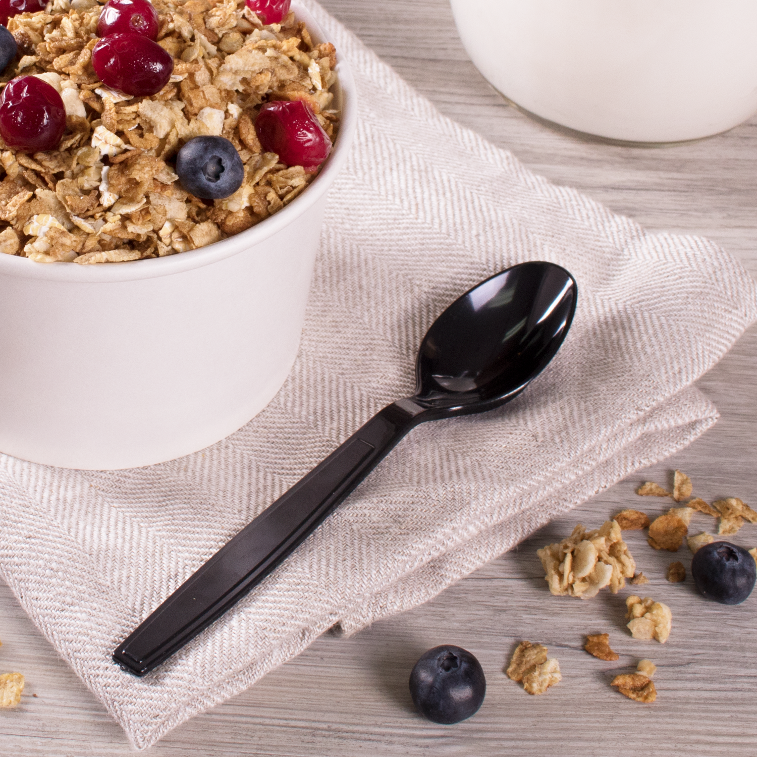 Wholesale PS Plastic Heavy Weight Tea Spoons Bulk Box Black - 1,000 ct