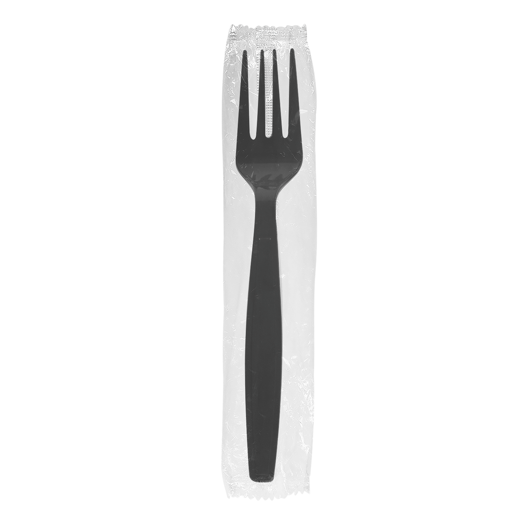 Wholesale PS Plastic Heavy Weight Forks Black - Wrapped - 1,000 ct