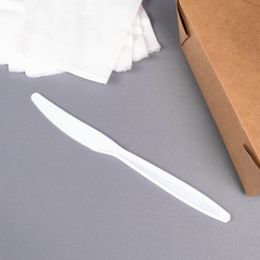 Wholesale PS Plastic Heavy Weight Knives White - Wrapped - 1,000 ct