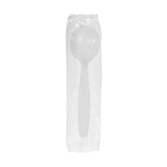 Wholesale PS Plastic Heavy Weight Soup Spoons White Wrapped - 1,000 ct