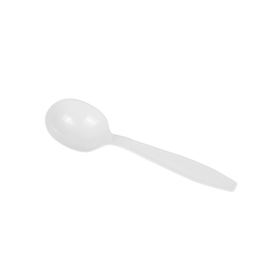 Wholesale PS Plastic Heavy Weight Soup Spoons White Wrapped - 1,000 ct