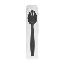 Load image into Gallery viewer, Wholesale PS Plastic Extra Heavy Weight Tea Spoons Black - Wrapped - 1,000 ct
