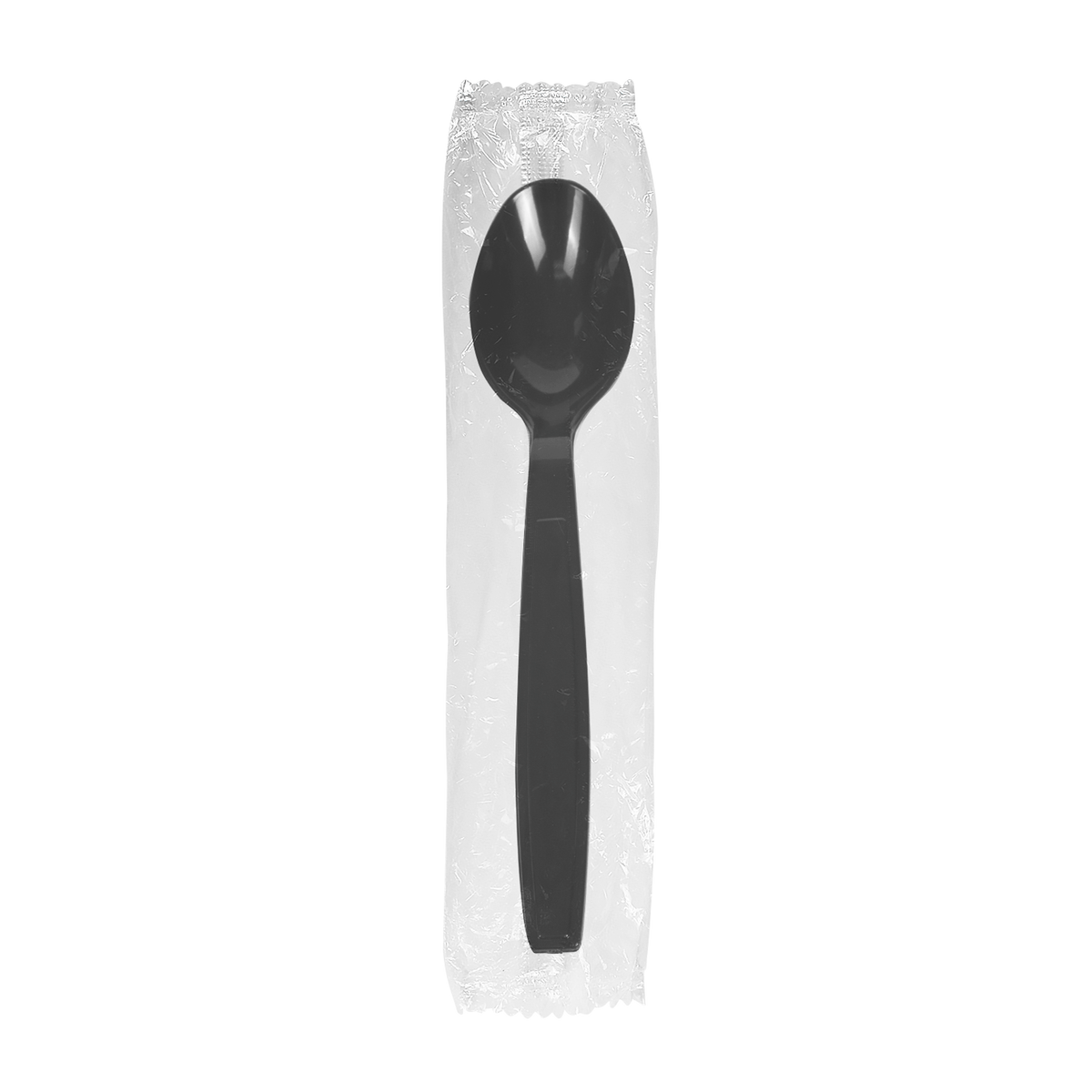 Wholesale PS Plastic Extra Heavy Weight Tea Spoons Black - Wrapped - 1,000 ct