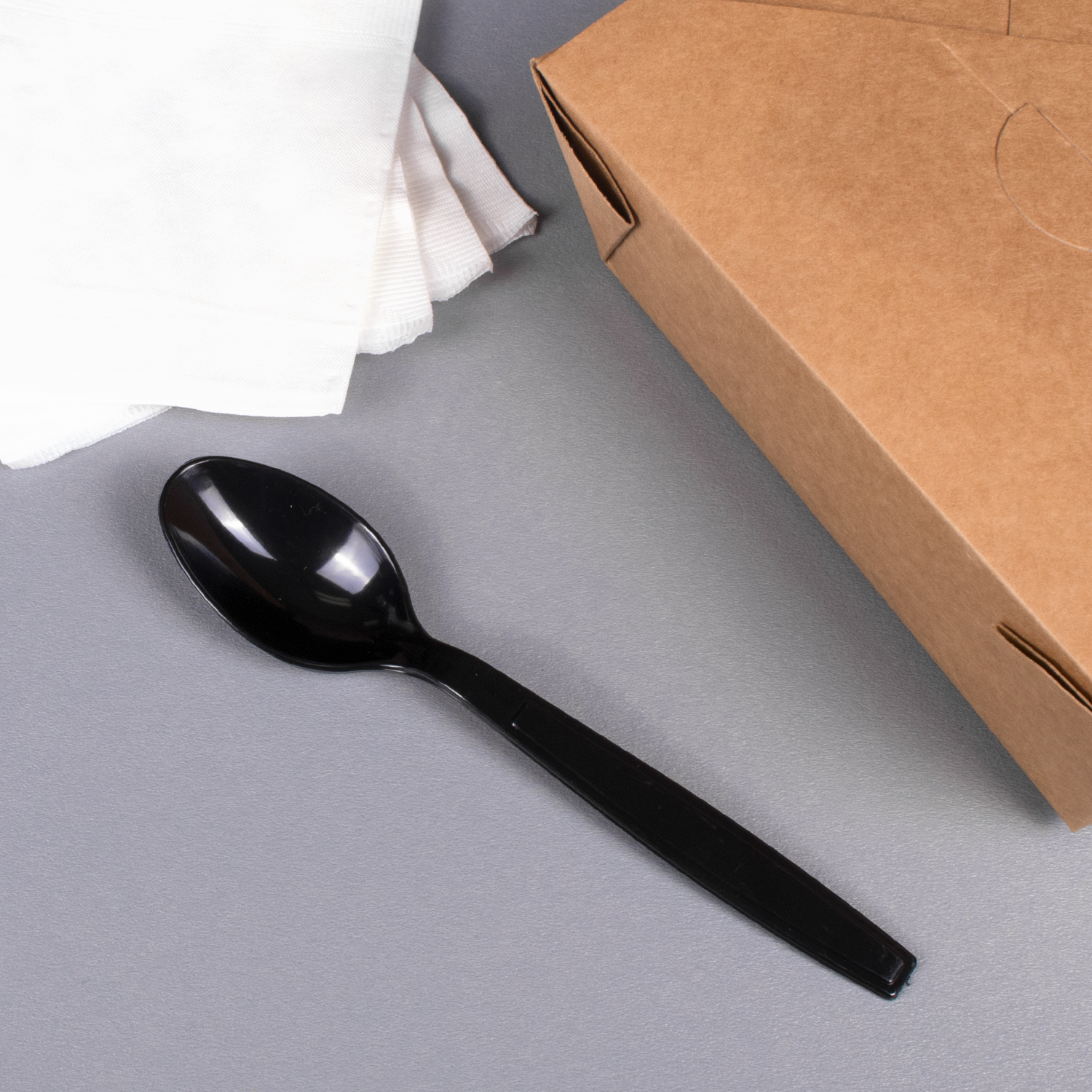 Wholesale PS Plastic Extra Heavy Weight Tea Spoons Black - Wrapped - 1,000 ct