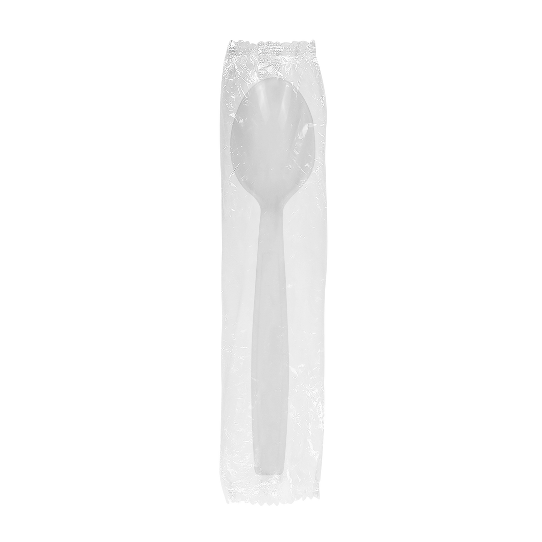 Wholesale PS Plastic Extra Heavy Weight Tea Spoons White - Wrapped - 1,000 ct