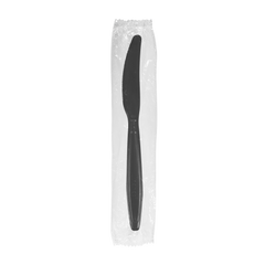 Wholesale PP Plastic Heavy Weight Knives Black - Wrapped - 1,000 ct