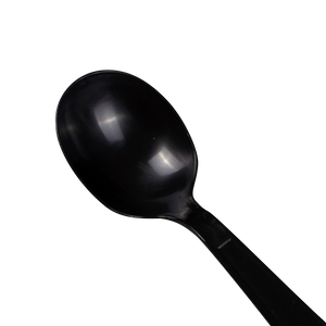 Wholesale PP Plastic Heavy Weight Soup Spoons Black - Wrapped - 1,000 ct