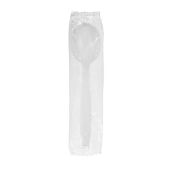 Wholesale PP Plastic Heavy Weight Soup Spoons White - Wrapped - 1,000 ct
